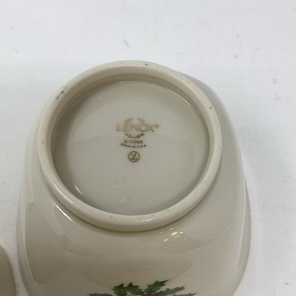 Lenox Holiday Dimension Square Treat Bowls Set Of 3 Christmas Holly Berry Candy - Picture 8 of 13